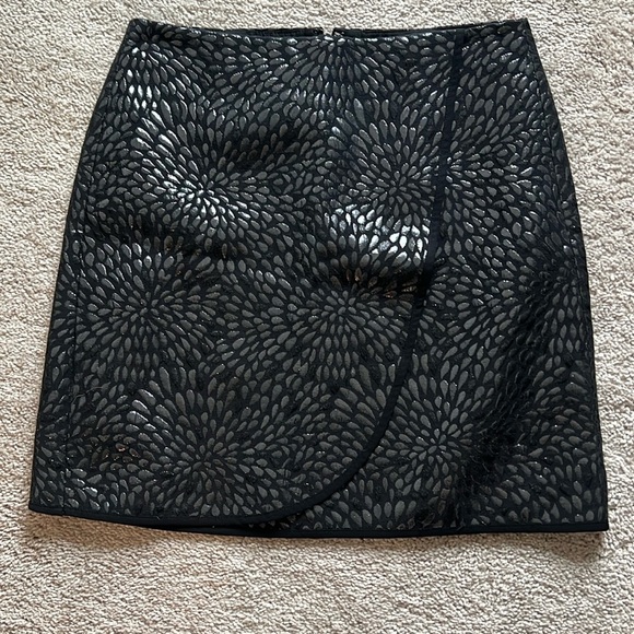 LOFT Black Wrap Skirt with Metallic Detail - Picture 1 of 3